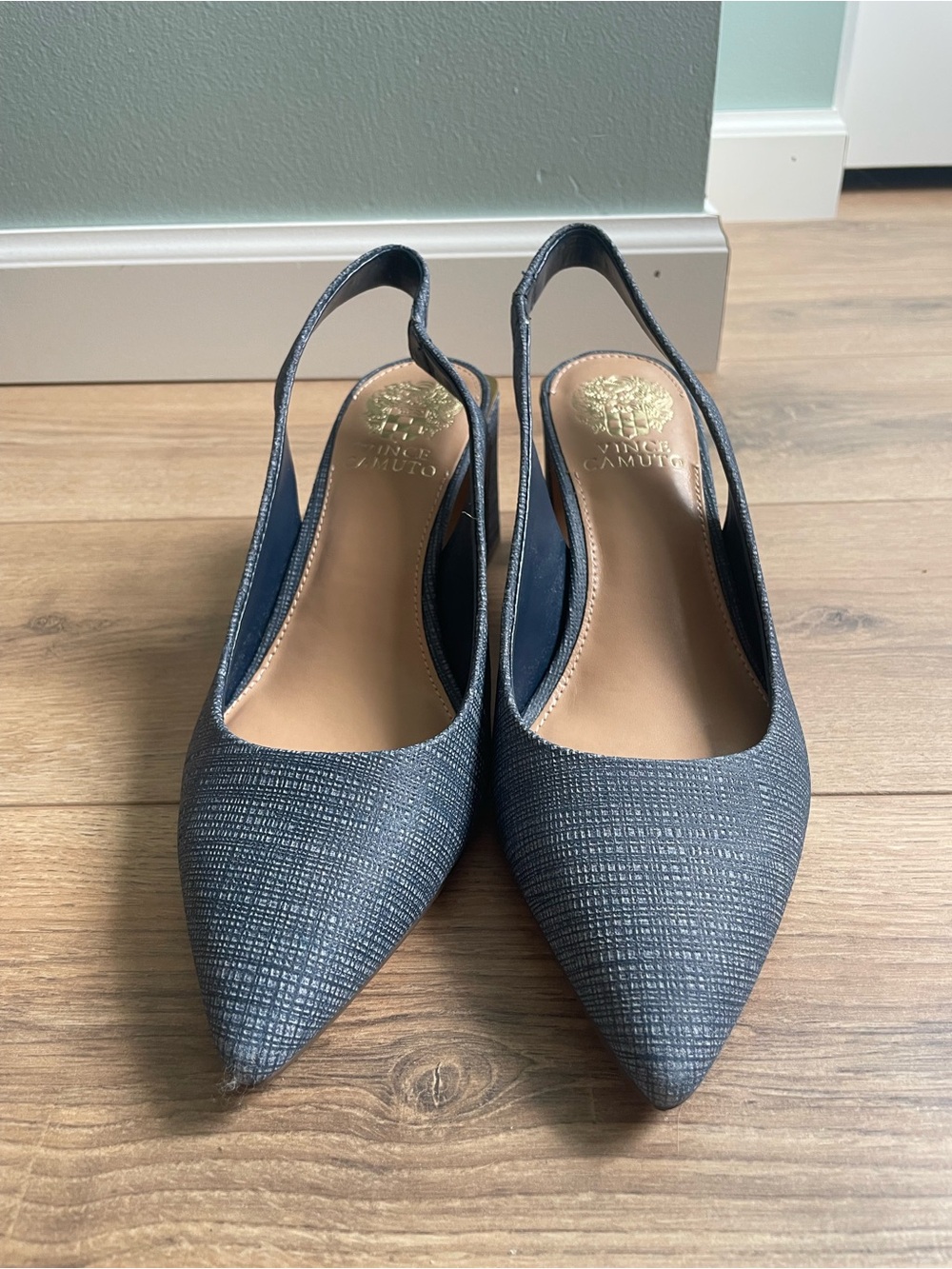 Vince Camuto Hamden Navy Slingback Pointed-Toe Flats - 8